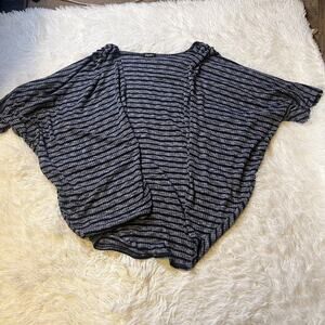 Spin Womens Comfortable Cardigan Wrap 1XL stretch Blue Striped Short Sleeve